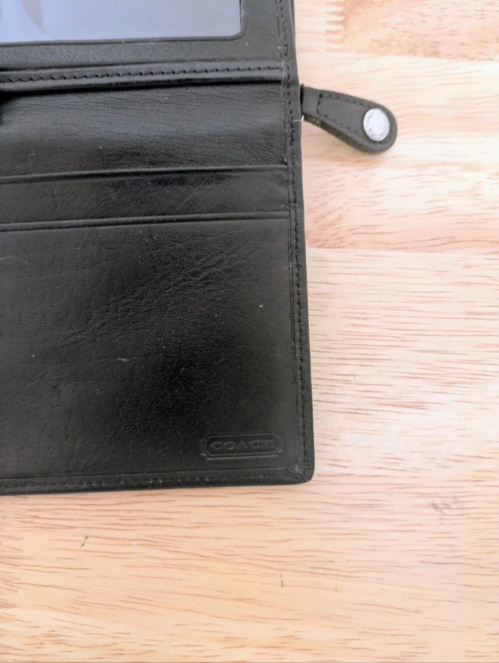 Vintage Coach Black Leather Legacy Trifold Checkbook Wallet